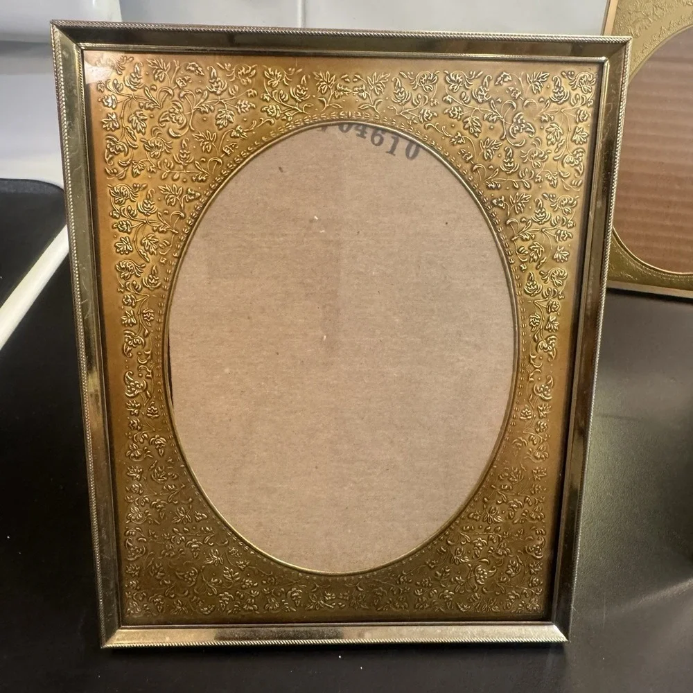 Rare Vintage Metal Matted Picture Frames Double And Singles Gold‎ Tone Filigree